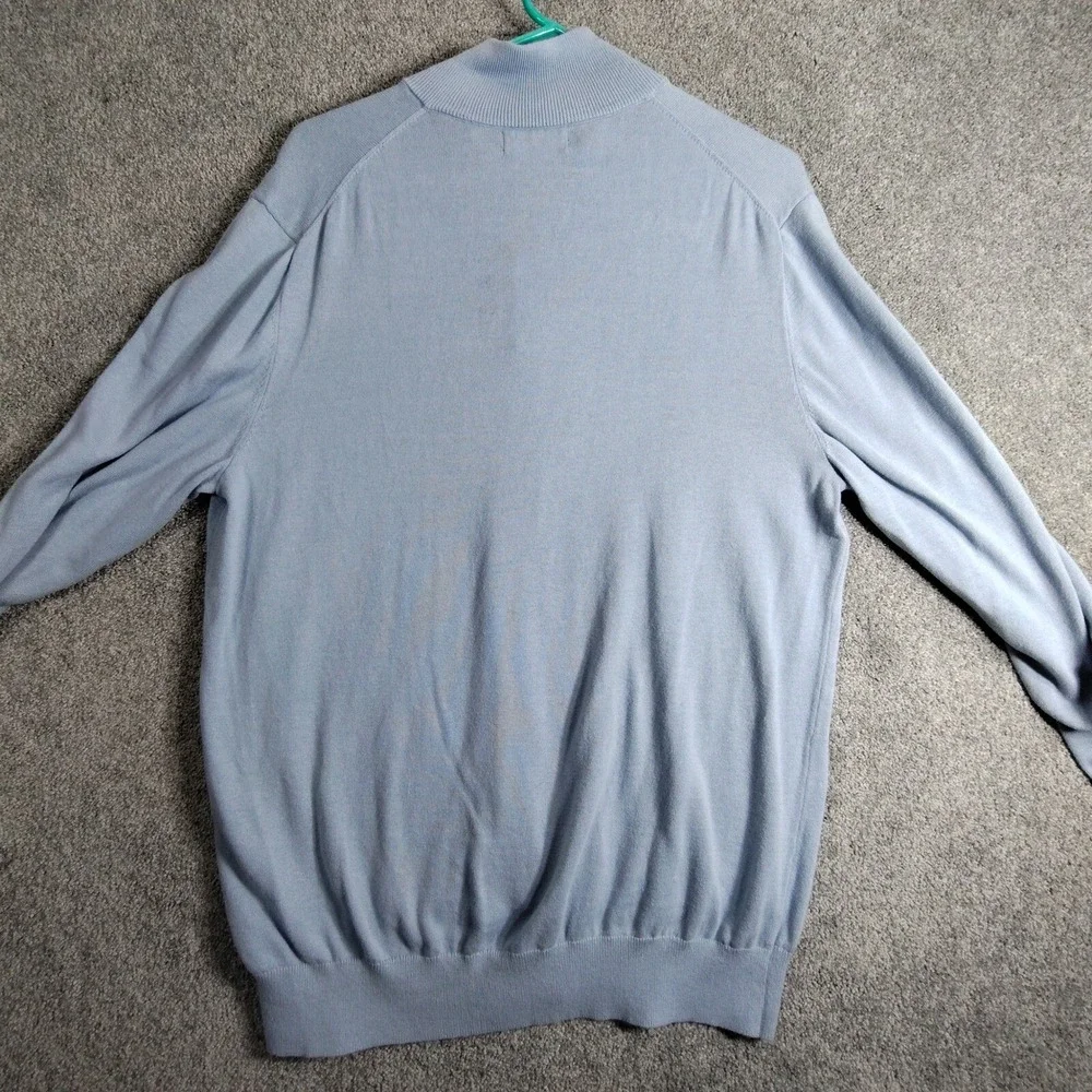 Nautica Mens Light Blue 1/4 Zip Pullover Cotton Sweater S3720T Size L